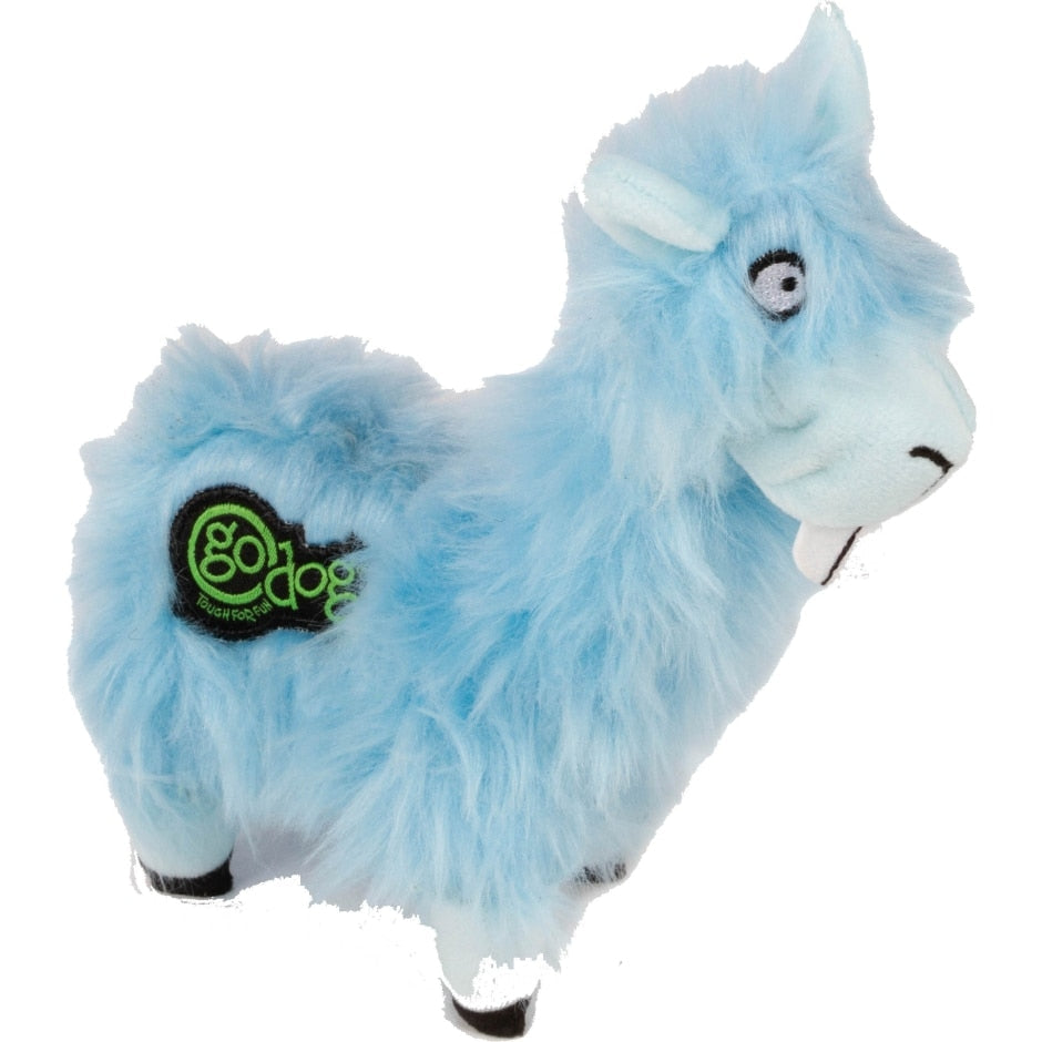 GODOG BUCK TOOTH LLAMA DURABLEPLUSH DOG TOY (LARGE, BLUE