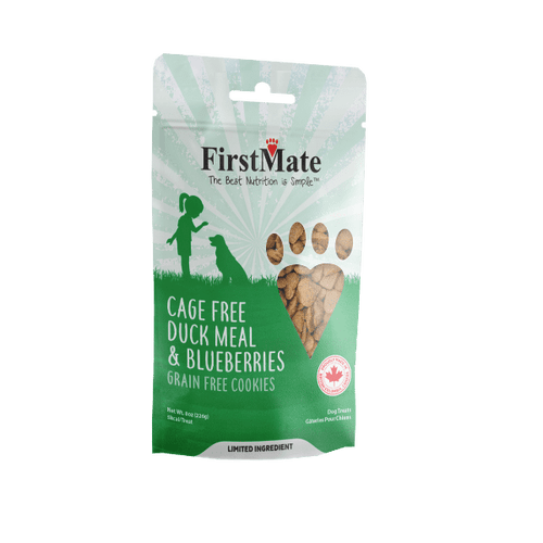 FirstMate Pet Foods Cage Free Duck Meal & Blueberries Dog Treats (8 oz)