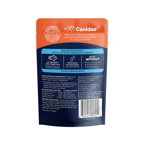 Canidae Pure Protein Topper Chunks of Real Tuna in Gravy Wet Dog Food