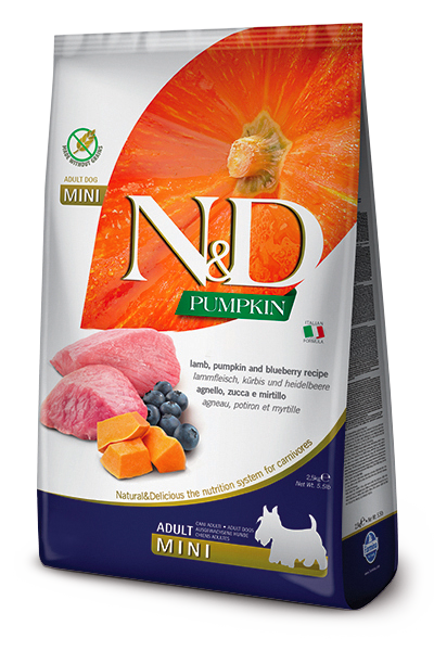 Farmina N&D Pumpkin Formula Mini Lamb & Blueberry Adult Dog Food (15 Lb)