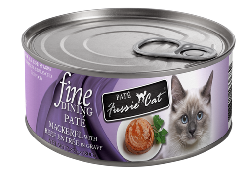 Fussie Cat Fine Dining - Pate - Mackerel with Beef Entree in Gravy Canned Cat Food