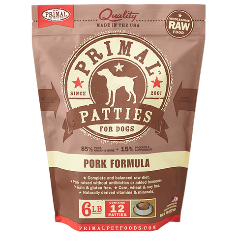 Primal Pet Foods Canine Raw Frozen Patties (Pork 6 Lb)