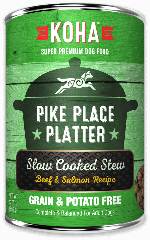 Koha Pike Place Platter Slow Cooked Stew Beef & Salmon Recipe for Dogs (12.7-oz)