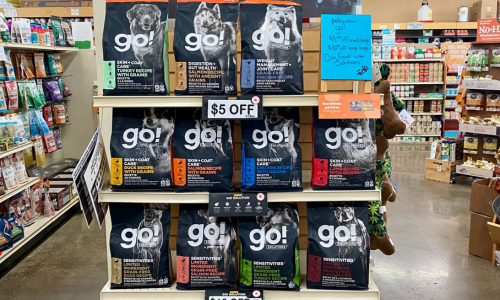 Selection of $5.00 off Go! Branded dog food bags