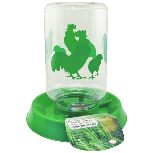 LIXIT CHICKEN FEEDER/WATERER COMBO (128 OZ, GREEN)