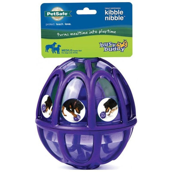 BUSY BUDDY KIBBLE NIBBLE FEEDER BALL (MEDIUM, PURPLE)