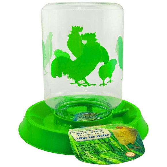 LIXIT CHICKEN FEEDER/WATERER COMBO (64 OZ, GREEN)