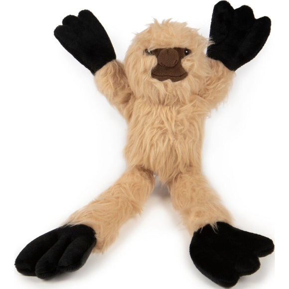 GODOG CRAZY TUGS SLOTH PLUSH SQUEAKER DOG TOY (LARGE, TAN)
